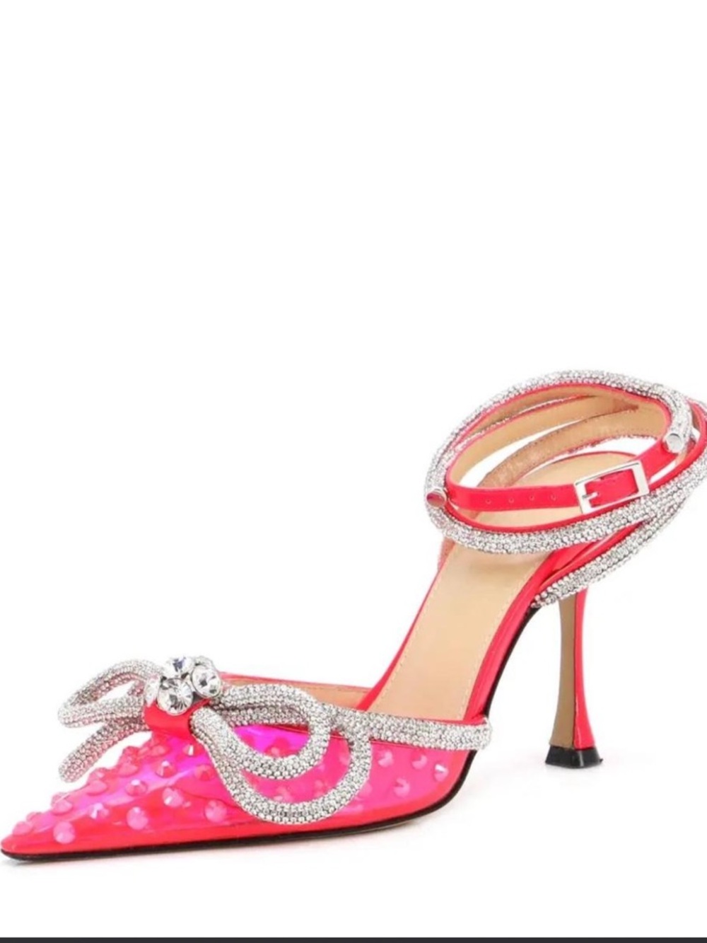 Mach & Mach Women's Pink PVC Crystal Embellished Pointed-Toe Heel
